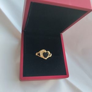 Vintage Black Onyx Heart Avon Ring, Size 9 with red ring box